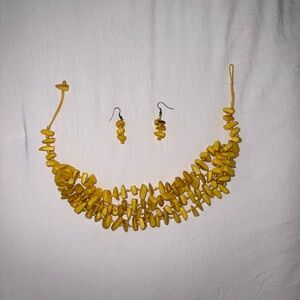 Yellow Statement Necklace with Earrings